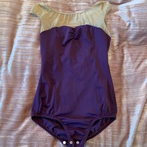 Gorgeous eggplant purple leotard with nude mesh!